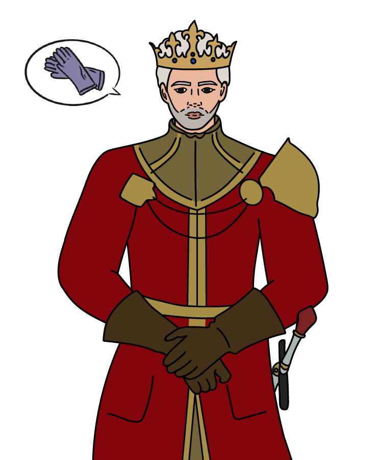 Karalius prašo pirštinių